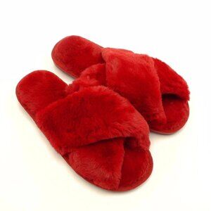 Women's Fuzzy Slippers House Slippers Cross Band Slippers Indoor Outdoor